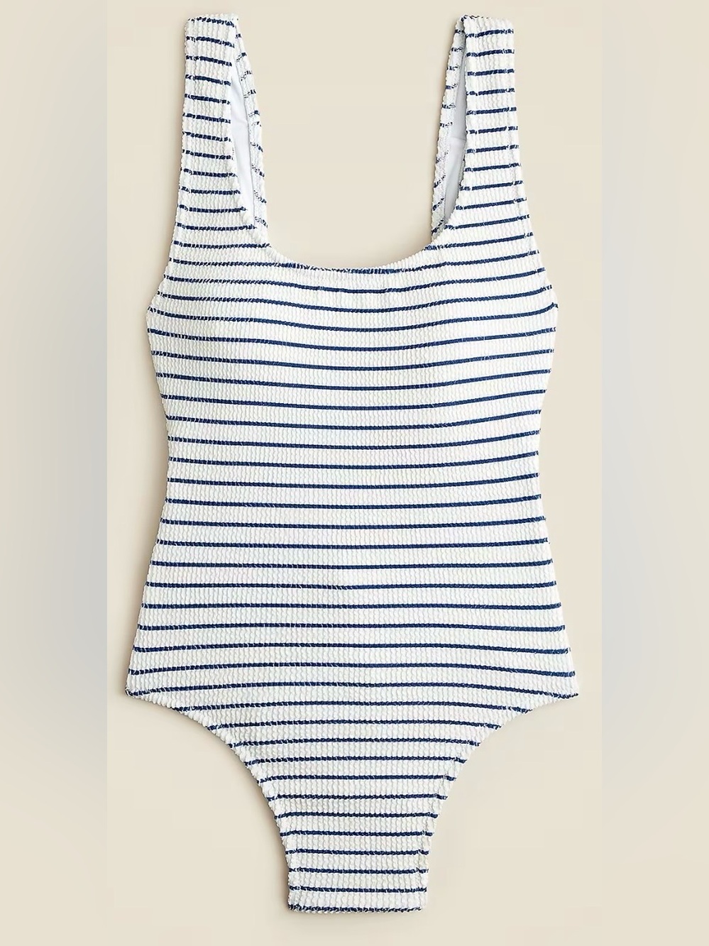 Striped Navy & White Scoop Neck scrunchie one-piece swim NWT